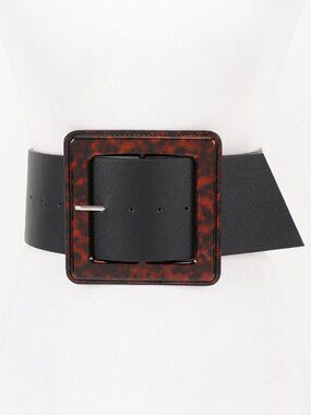 BNWT Plus Size Black Oversize Square Buckle Fashion Belt